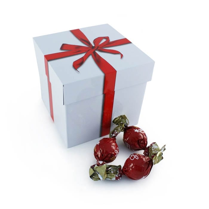 Céges karácsonyi ajándék ötletek: 20 db csokigolyó fémdobozban