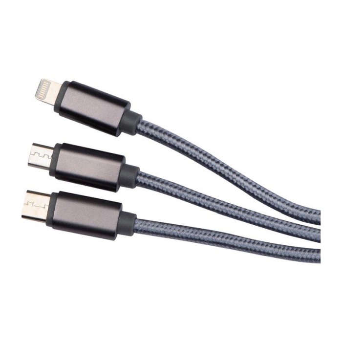 Reklámajándék: 4 az 1-ben extra nagy töltőkábel, USB, Micro USB, , szürke