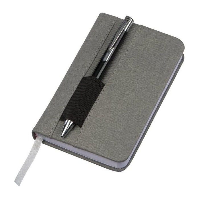 Reklámajándék: A6-os jegyzetfüzet tolltartóval, szürke