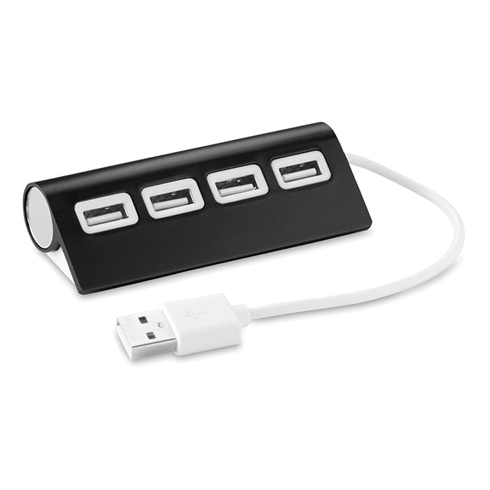 Aluhub 4 portos usb, fekete