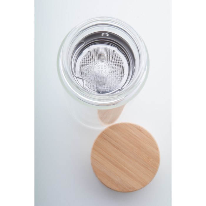 Andina üveg thermo bögre, 420 ml, natúr
