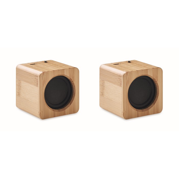 Audio Set bambusz vezeték nélküli hangszóró szett, natúr