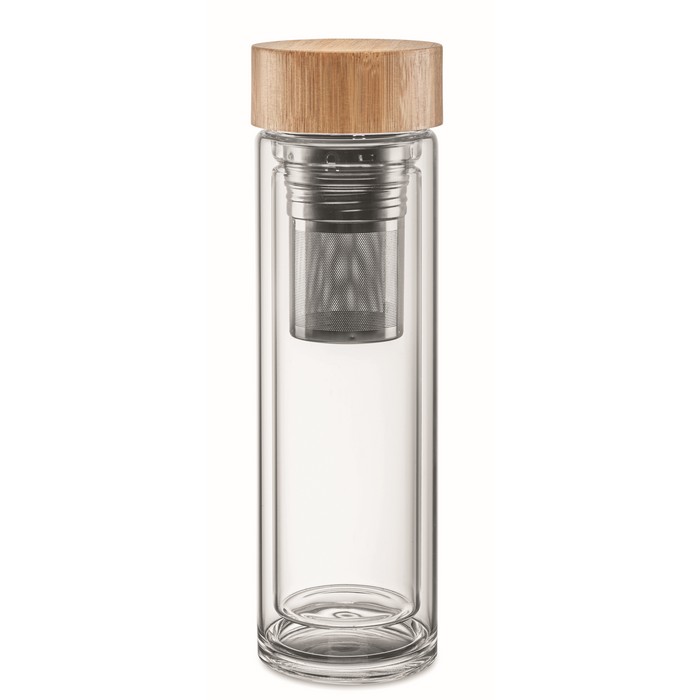 Batumi Glass duplafalú üveg palack, 400 ml, átlátszó