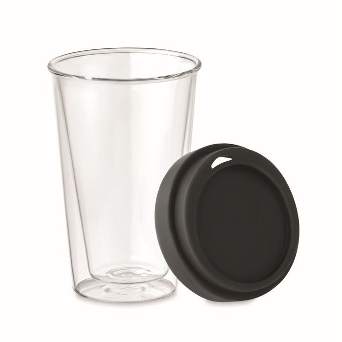 Bielo Tumbler hőálló üveg pohár, 350 ml, fekete