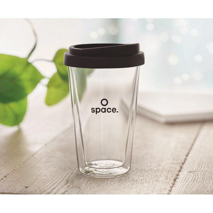 Bielo Tumbler hőálló üveg pohár, 350 ml, fekete