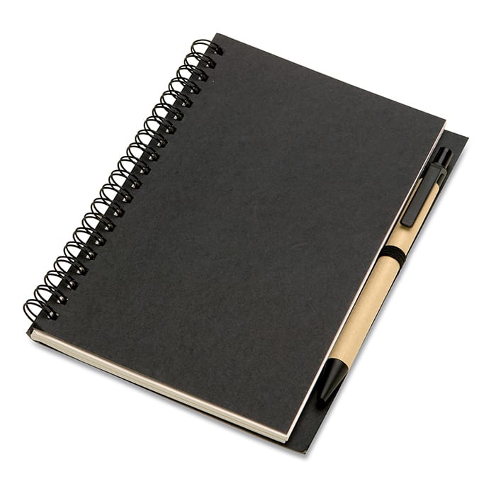 Bloquero jegyzetfüzet és toll, fekete