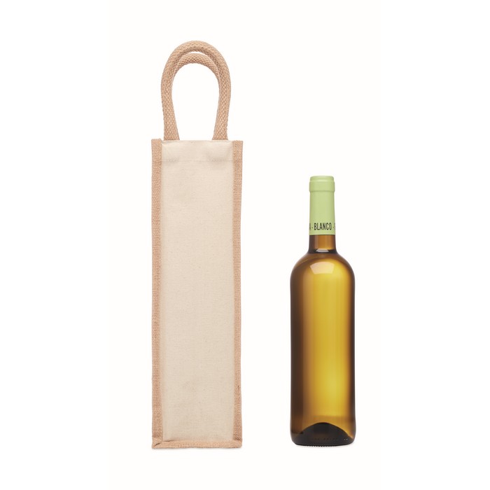 Campo Di Vino juta boros táska egy palackhoz, bézs