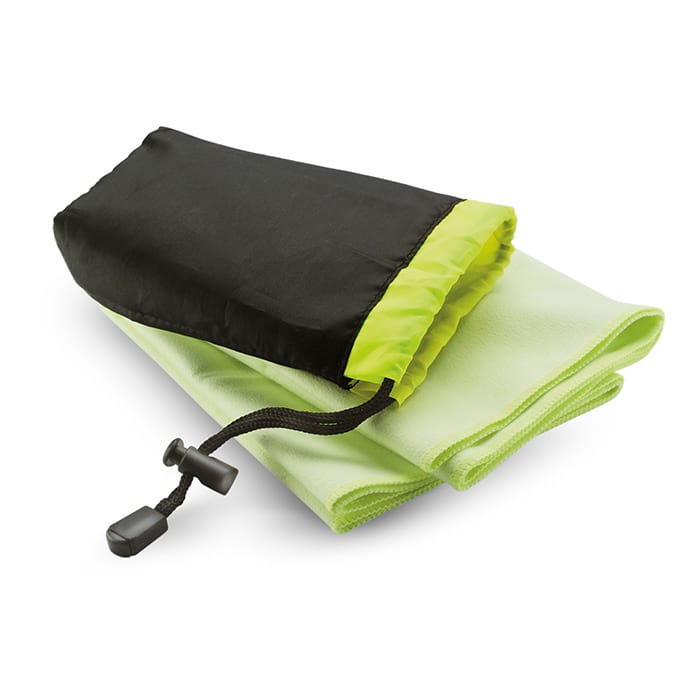 Drye sporttörölköző nylon tartóban, zöld