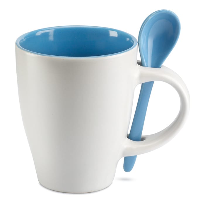 Dual csésze kiskanállal, kék