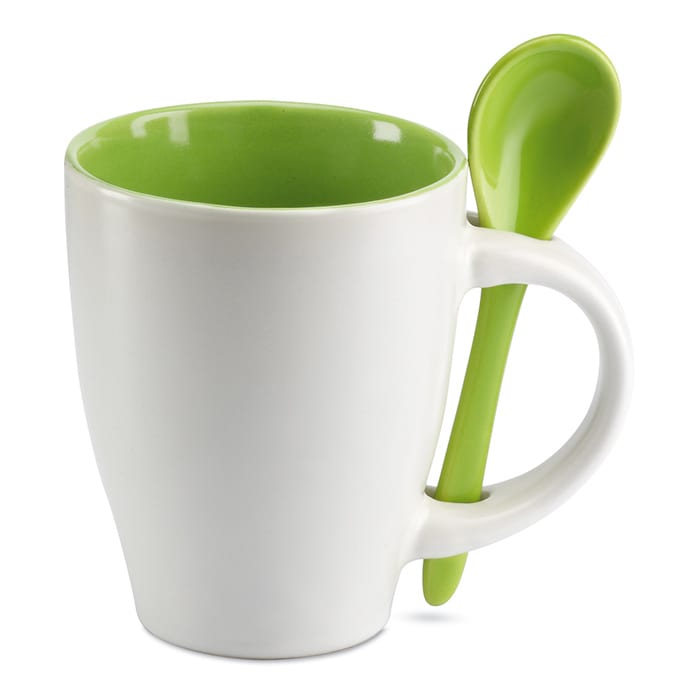 Dual csésze kiskanállal, zöld