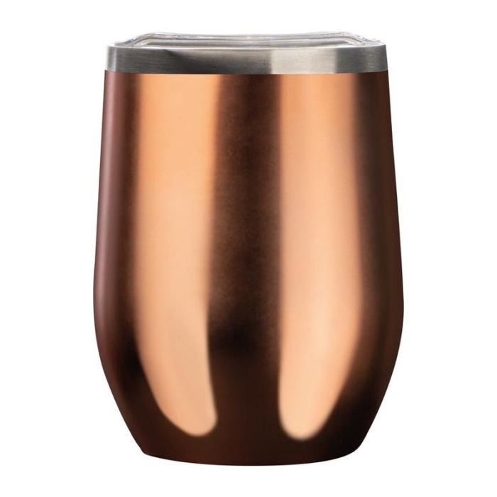 Reklámajándék: Dupalfalú vákuum pohár rozsdamentes acélból, 380 m, piros