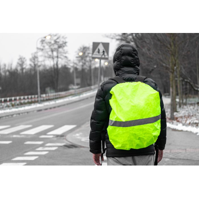 Reklámajándék: Esővédő hátizsákokhoz fényvisszaverő csíkokkal, sárga