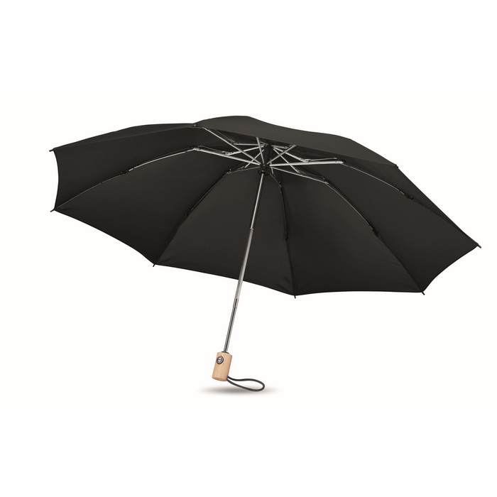 Leeds RPET reklám esernyő, fekete