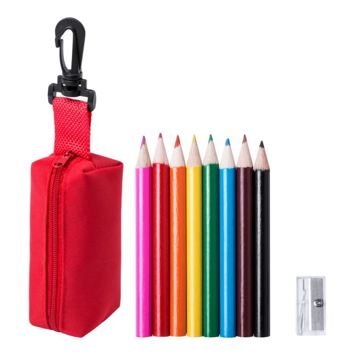 Migal tolltartó mini ceruza készlettel, piros