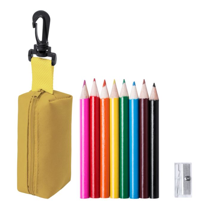 Migal tolltartó mini ceruza készlettel, sárga