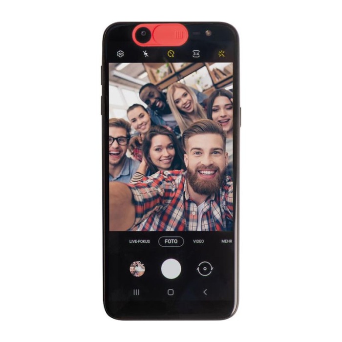 Reklámajándék: Mobiltelefon kamera takaró, piros