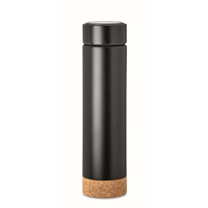 Pole Cork duplafalú palack, 450 ml, fekete