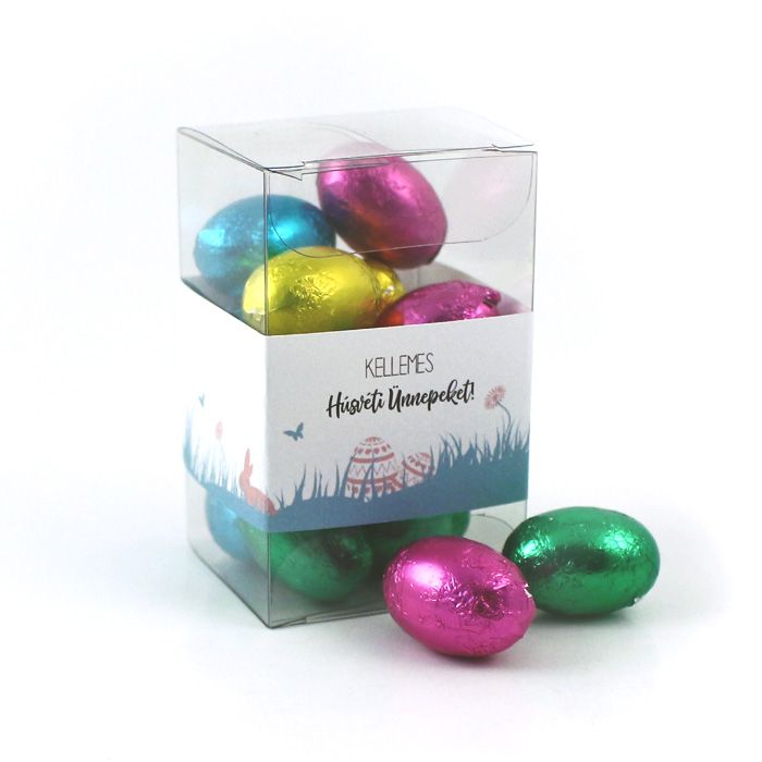 Húsvéti csoki tojások átlátszó dobozban | Adgift Reklámajándék