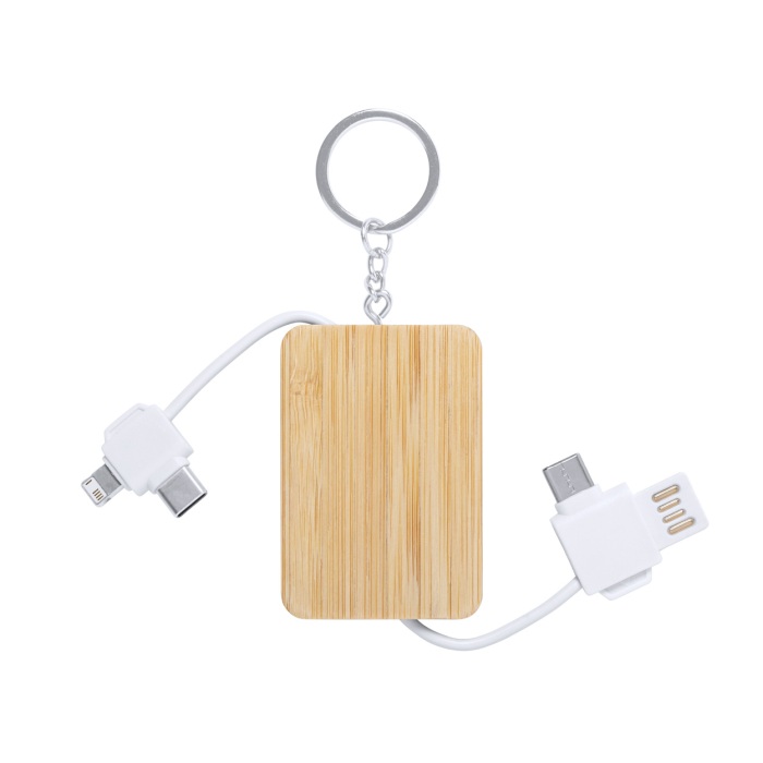 Rusell kulcstartó USB töltőkábellel, fehér