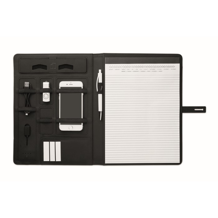 Smartfolder A4 mappa vezeték nélküli töltővel, fekete