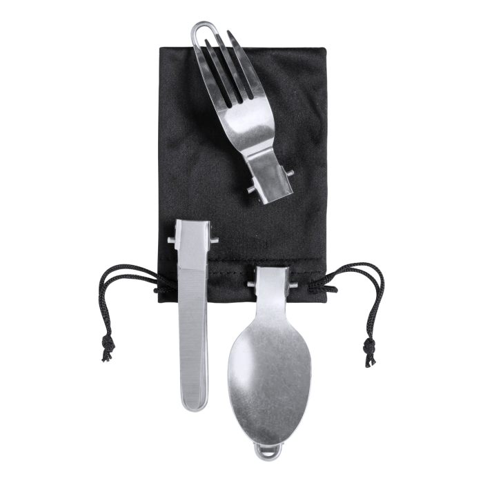 Sondic kemping evőeszköz- és edénykészlet, fekete