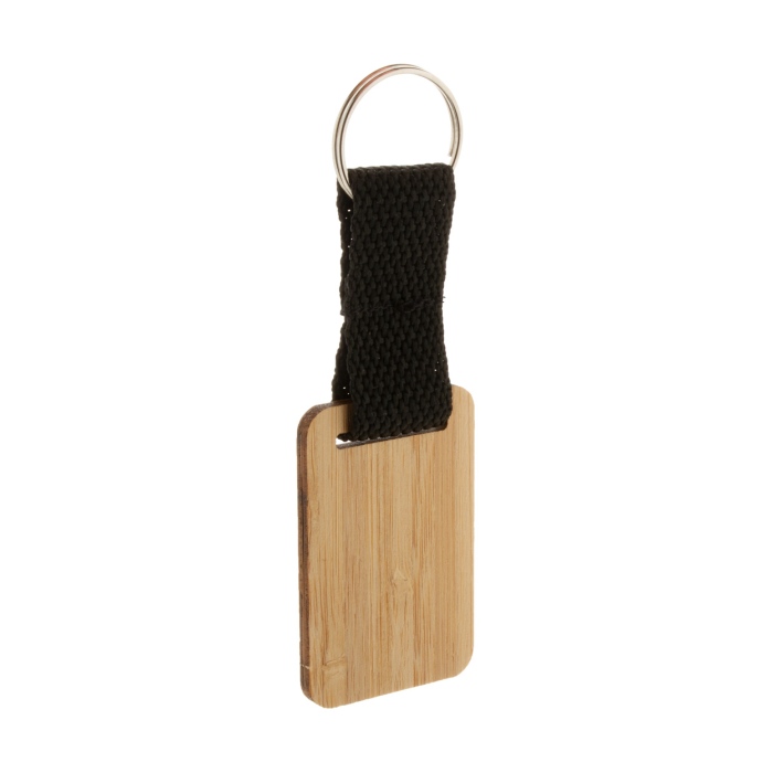 Stropp bambusz kulcstartó, téglalap, natúr