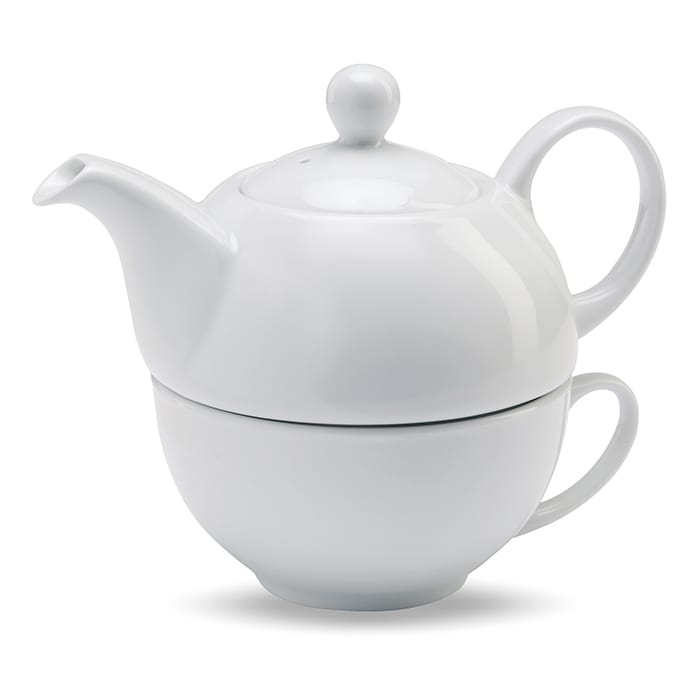 Tea Time teáskanna bögrével, fehér