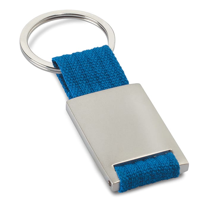 Tech téglalap alakú fém kulcstartó, kék
