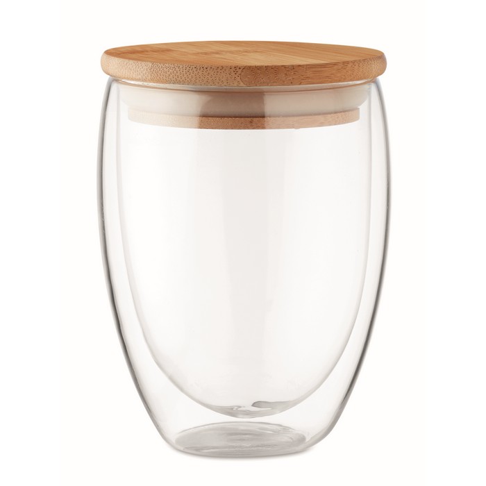 Tirana Medium duplafalú üveg pohár, 350 ml, átlátszó