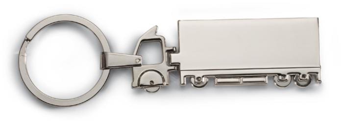 Trucky teherautó alakú fém kulcstartó, ezüst