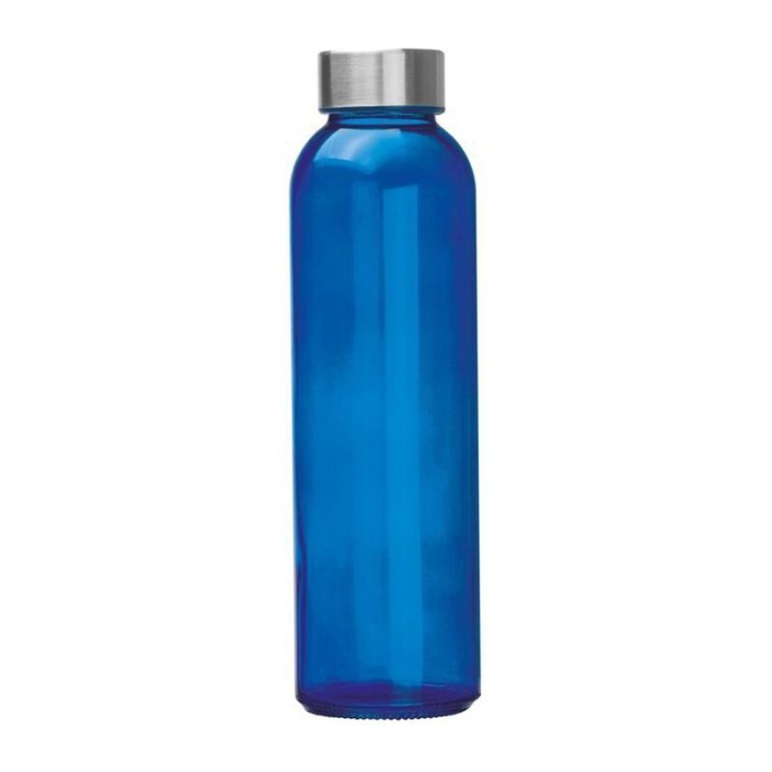 Reklámajándék: Üveg reklám ivópalack, 500 ml, kék