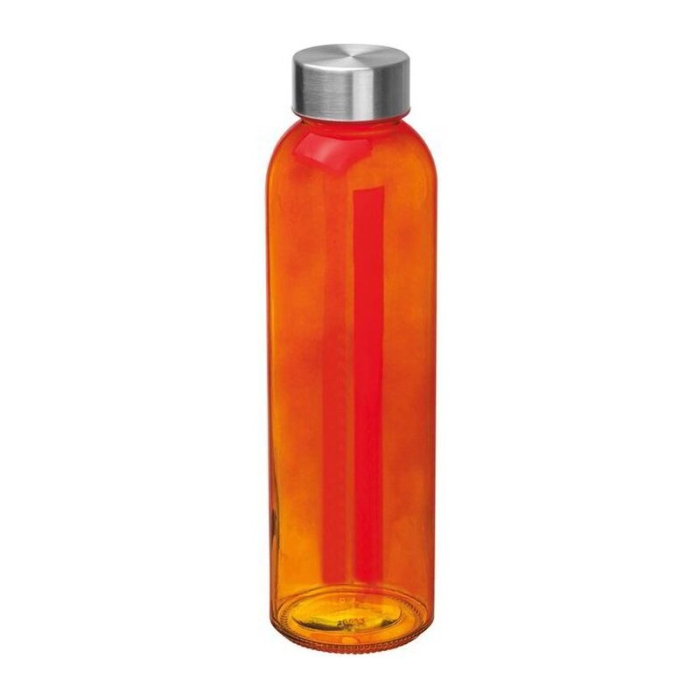 Reklámajándék: Üveg reklám ivópalack, 500 ml, narancssárga