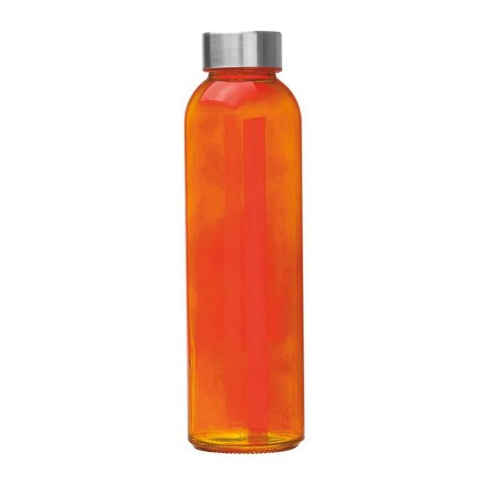 Reklámajándék: Üveg reklám ivópalack, 500 ml, narancssárga