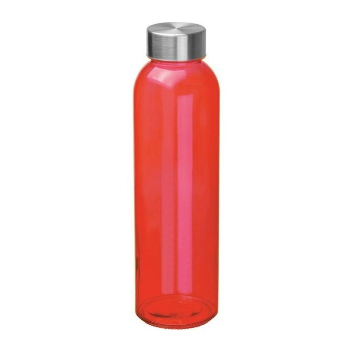 Reklámajándék: Üveg reklám ivópalack, 500 ml, piros