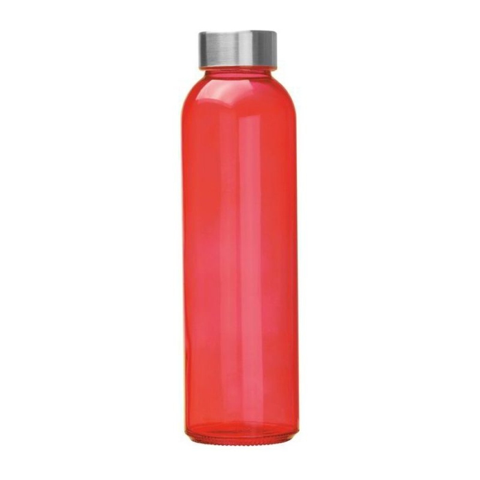 Reklámajándék: Üveg reklám ivópalack, 500 ml, piros