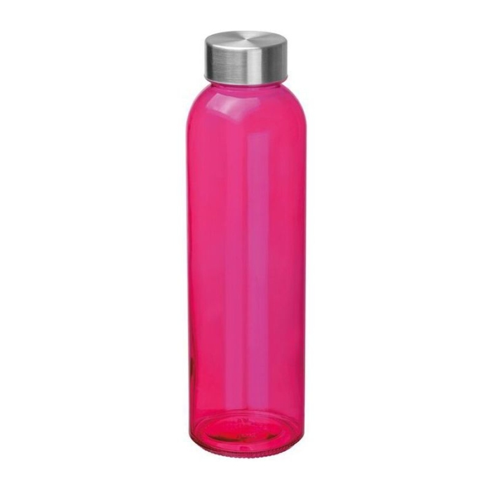 Reklámajándék: Üveg reklám ivópalack, 500 ml, rózsaszín