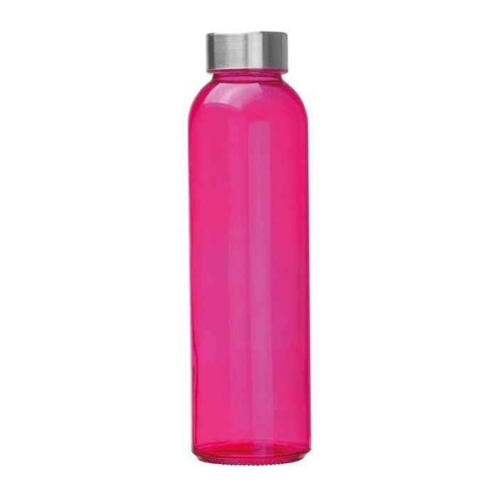 Reklámajándék: Üveg reklám ivópalack, 500 ml, rózsaszín