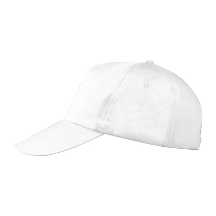 Reklámajándék: Vászon reklám baseball sapka, 5 panel, fehér