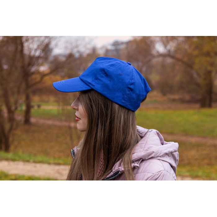 Reklámajándék: Vászon reklám baseball sapka, 5 panel, kék