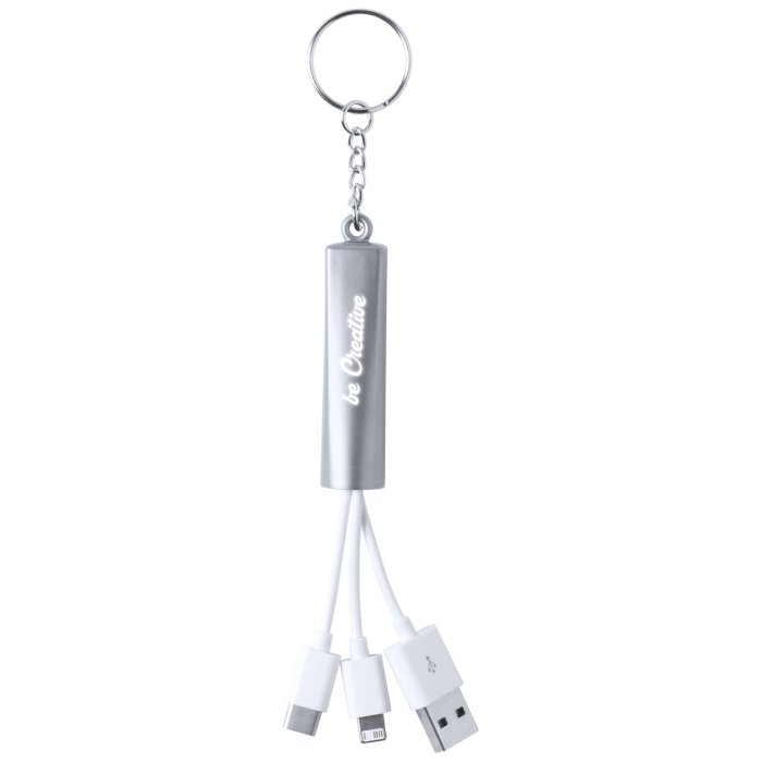 Zaref USB töltős kulcstartó, ezüst
