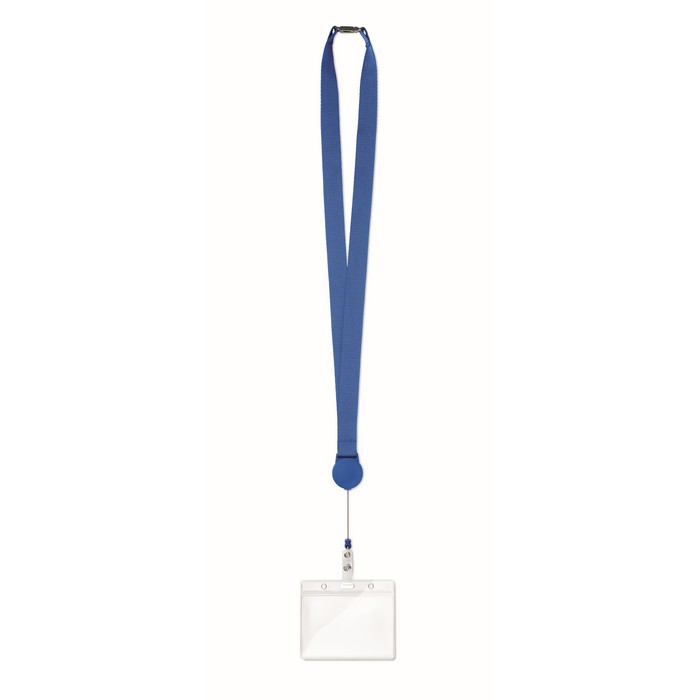 Zip Lanyard nyakpánt kihúzható tartóval, kék