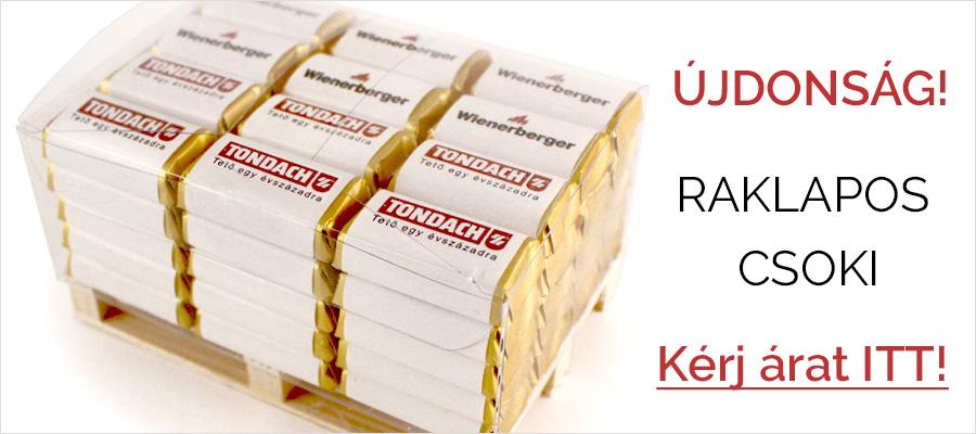 Reklámcsoki mini raklapon, raklapos csoki, logós csoki raklapon, céges csoki