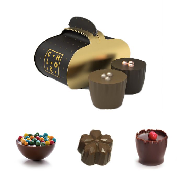 Reklámcsokoládé: 2 db Belga csokoládés bonbon egyedi papírdobozban