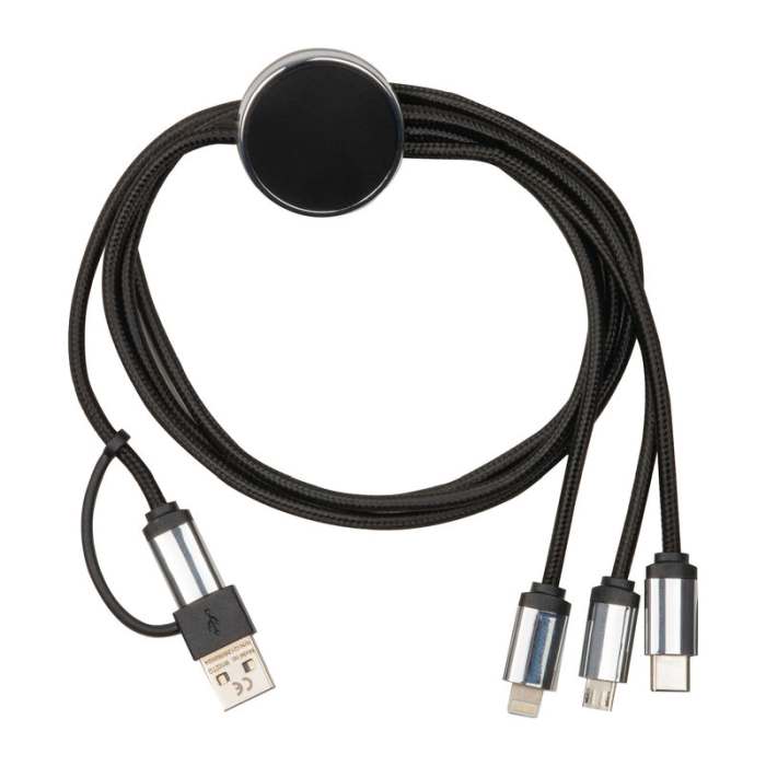 Reklámajándék | 5 az 1-ben USB LED töltőkábel , fekete
