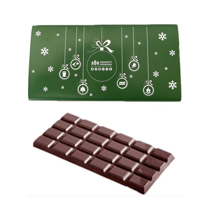 Reklámcsoki: 50gr Belga csokoládé tábla egyedi papírgyűrűben