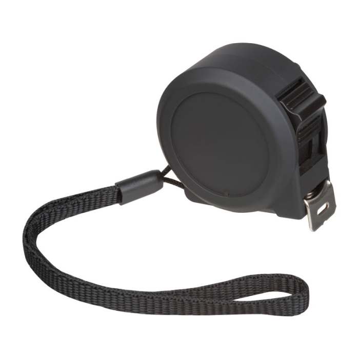 Reklámajándék | Acél mérőszalag műanyag tokban, 3 m, fekete