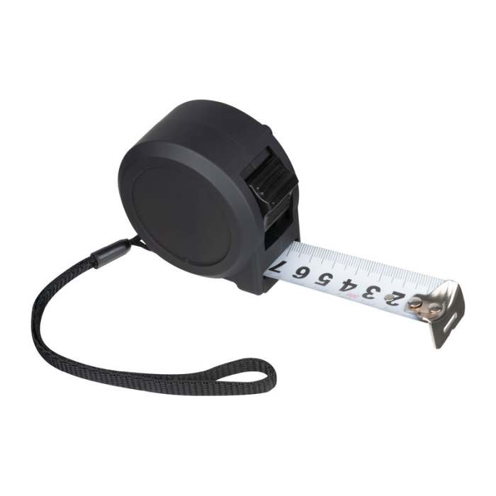 Reklámajándék | Acél mérőszalag műanyag tokban, 5 m, fekete