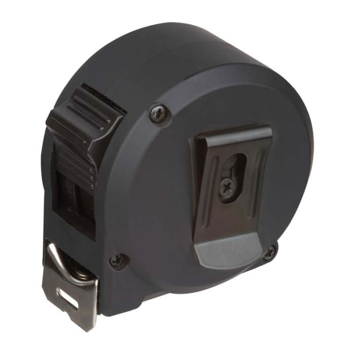 Reklámajándék | Acél mérőszalag műanyag tokban, 5 m, fekete