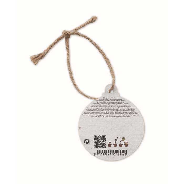 Reklámajándék | Bauseed Magpapír gömb karácsonyi dísz, fehér