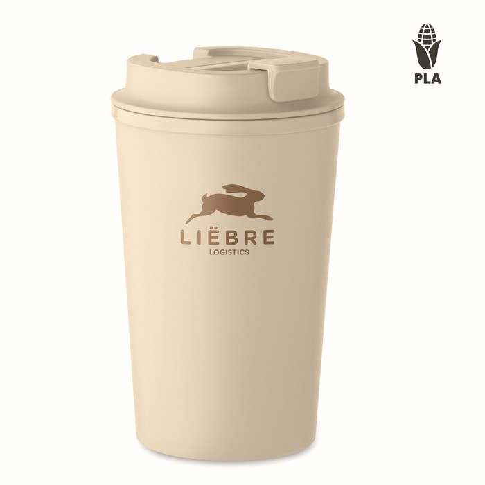 Reklámajándék | Beibaku PLA duplafalú pohár 350 ml, bézs